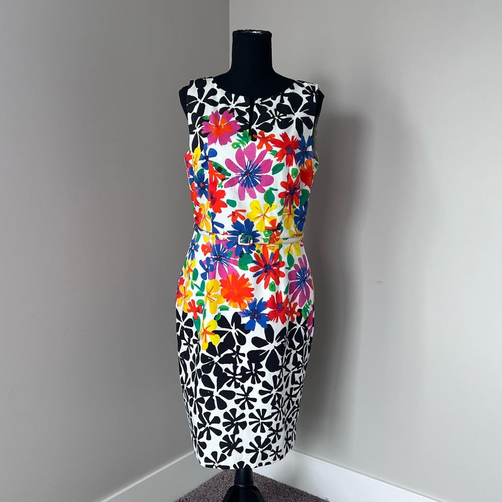 David Meister Fine Feathers Floral Dress 1960s women’s size 10